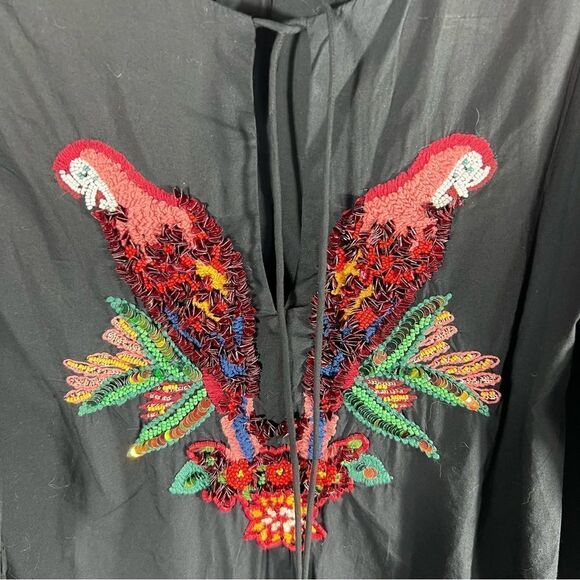 Zara Embroidered Parrot Puff Sleeve Romper Dress - Picture 7 of 11